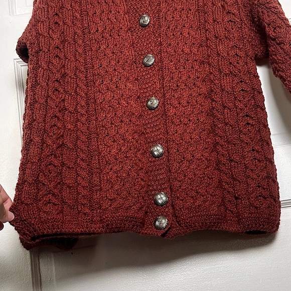 Blarney Woolen Mills Wool Cardigan Sweater Buttons Classic Fisherman Cable Knit - Picture 7 of 17
